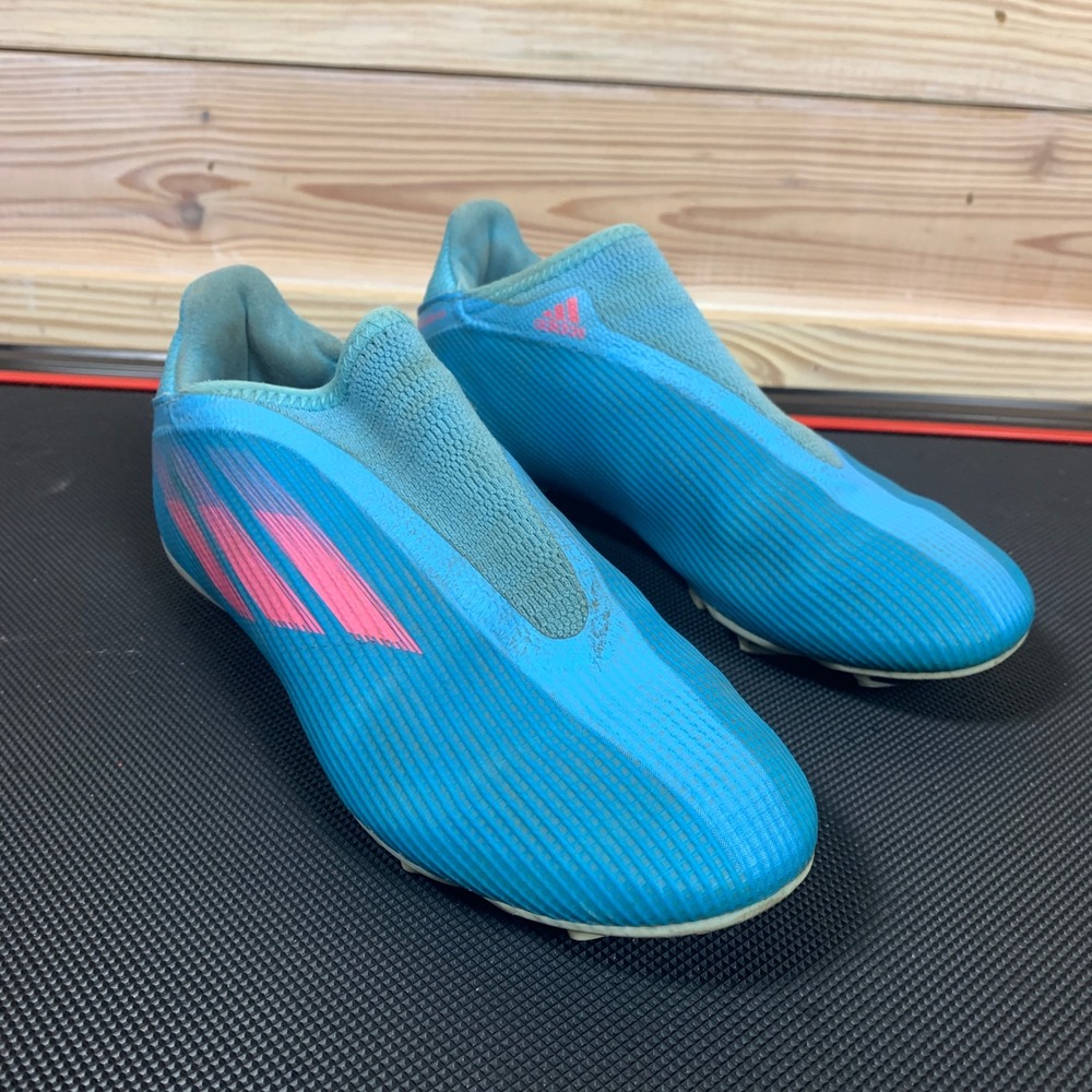 Adidas X Speedflow.3 Soccer Cleats Kids 3 Blue Pink Laceless GW7497 Firm Ground - Picture 2 of 8